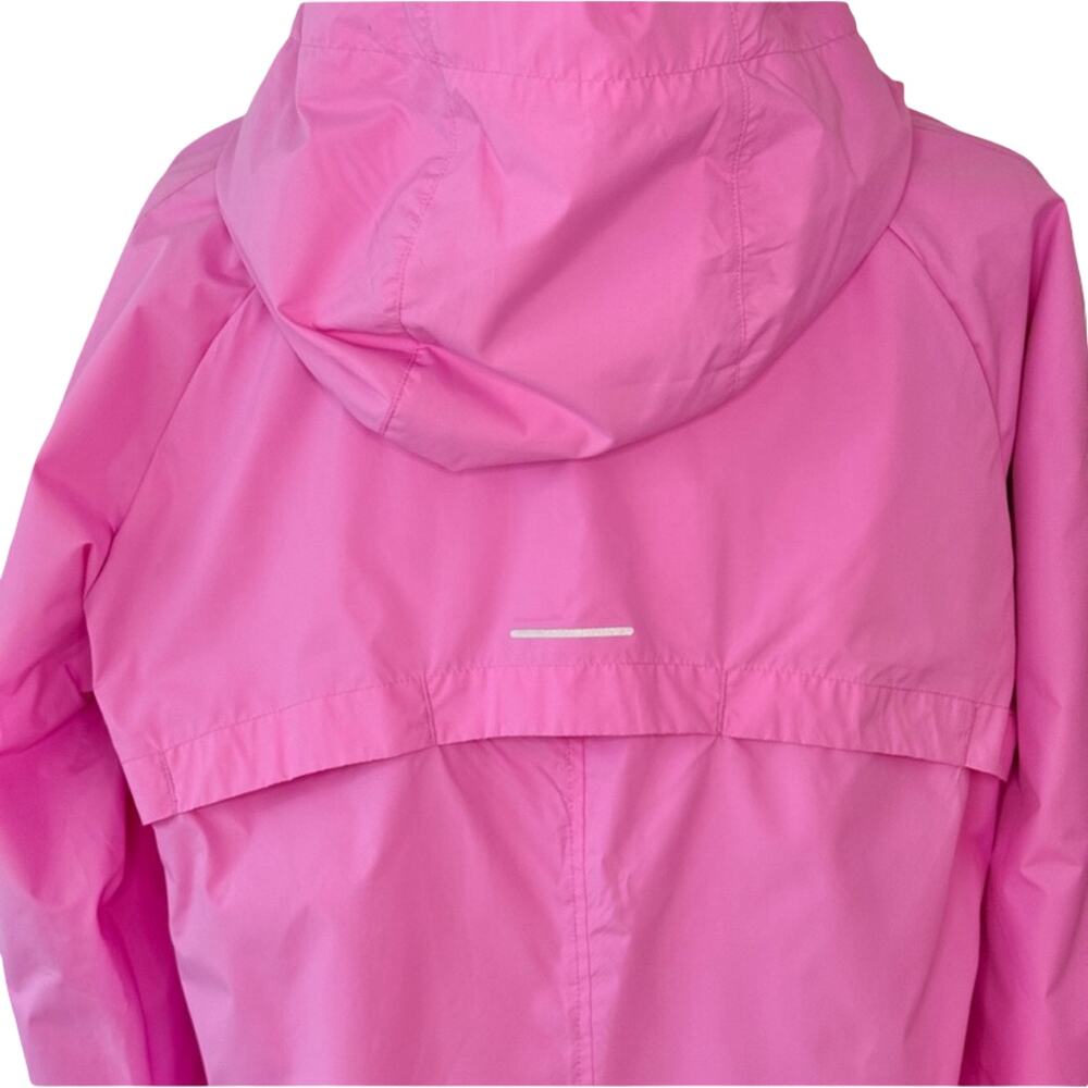 ASICS Pink Hooded Mesh Zip Pockets Windbreaker Reflective Jacket sz L NEW No Tag - Picture 10 of 12
